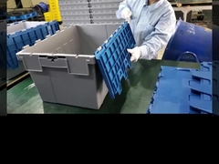 फोल्डेबल सॉलिड बॉक्स प्लास्टिक फिश बास्केट संलग्न ढक्कन टॉट भंडारण के लिए 760x570x620 मिमी