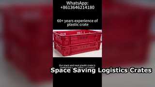 सब्जी प्रदर्शन के लिए स्टैक और नेस्ट प्लास्टिक टोकरा | हवादार सुपरमार्केट भंडारण समाधान