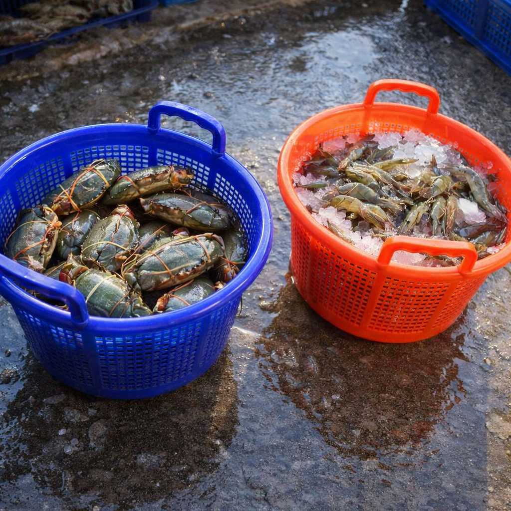 नवीनतम कंपनी ब्लॉग के बारे में Plastic Shrimp Basket vs Traditional Fishing Containers: Which Is Better for Seafood Handling?
