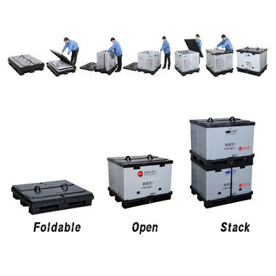 खरीदें प्लास्टिक कोलैप्सेबल पैलेट बॉक्स 1200*1000mm पीपी स्टैकेबल वेयरहाउस स्टोरेज ऑटोमोटिव पीपी स्लीव बॉक्स ऑनलाइन निर्माण