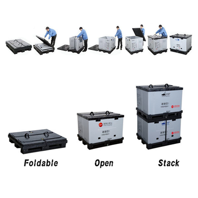खरीदें ऑटोमोटिव पार्ट्स के लिए 4 तरह का फोल्डेबल प्लास्टिक पैलेट कंटेनर परिवहन और भंडारण ऑनलाइन निर्माण